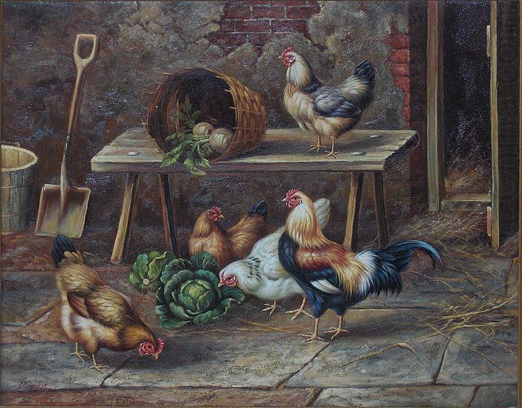 Jenny Hoppe The chicken family oil painting picture